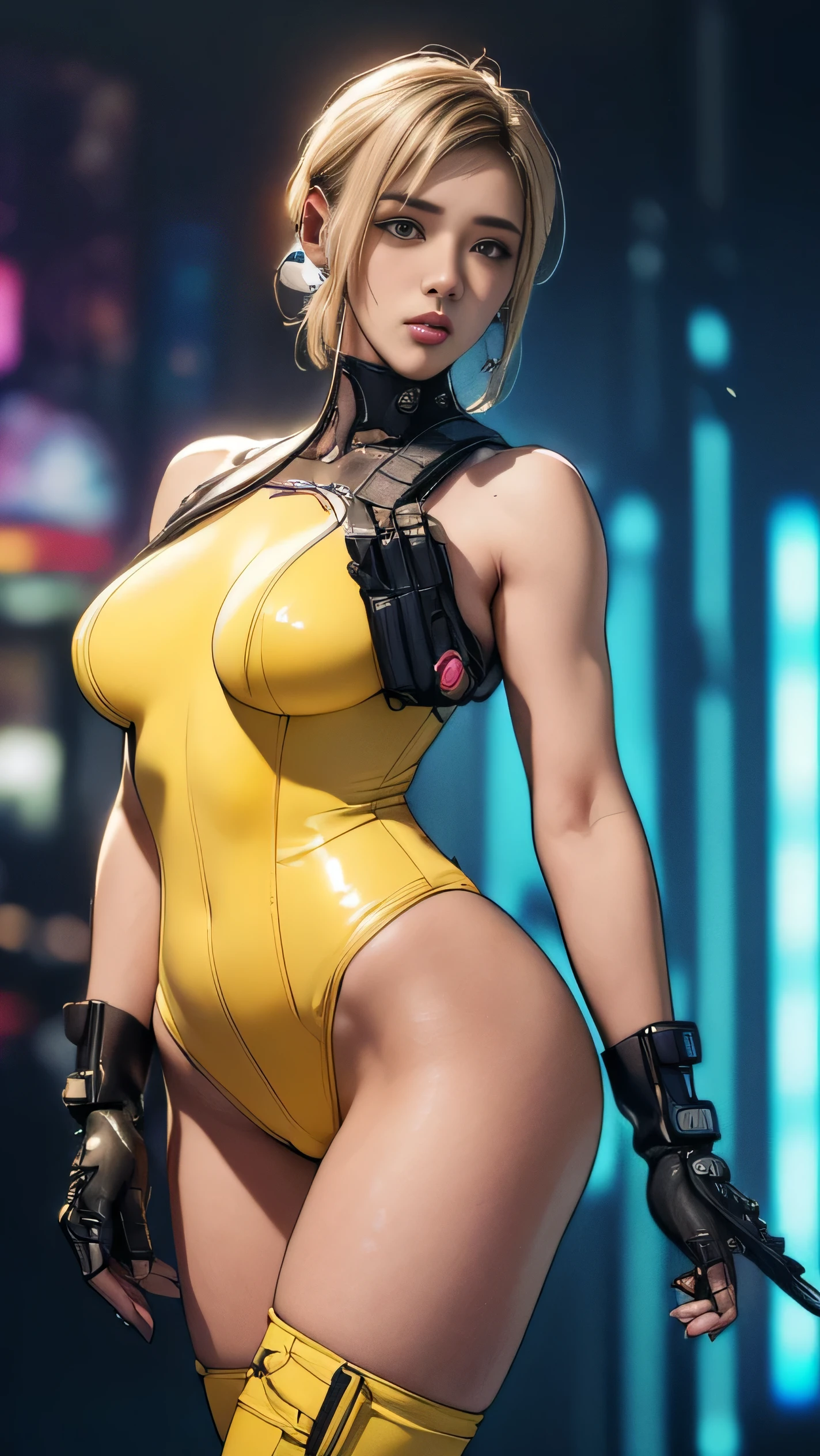 girl swimmer,((girl with extremely cute and beautiful blonde hair)),

(large breasts:1.4),saggy breasts,(((very light blonde ponytail hair:1.35,straight hair,ponytail long hair:1.4,colored inner hair,ear breathing))),(((heterochromia:1.5,eye1 blue,eye2 green))),intricate eyes,beautiful detailed eyes,symmetrical eyes,((fat)),(((lustrous skin:1.5,bright skin: 1.5,skin tanned,shiny skin,very shiny skin,shiny body,plastic glitter skin,exaggerated shiny skin,illuminated skin, wet legs))),(spider lower abdomen,narrow waist,wide hip,athletic body,inflated legs,delicate detailed fingers,detailed body,human hands,(detailed face)),

cute,slutty,seductive,erotic,(((nsfw))),

((one-piece_swimsuit magenta,wearing a one-piece_swimsuit outfit:1.3,magenta armor swimsuit:1.3,large sport boots)),((wet clothes,intricate outfit,intricate clothes)),

(dynamic pose:1.0),embarrassed,(centered,scale to fit dimensions,Rule of thirds),

cyberpunk city by the ocean at night, with bright neon signs and dark stormy clouds and puddles, scenery:1.25,

artistic photography,(photography taken by sldr),highres, sharp focus, (ultra detailed, extremely detailed), (photorealistic artwork:1.37),(extremely detailed CG unity 8k wallpaper),((synthwave background theme)),(((vibrant colors))),(intricate background),(masterpiece),(best quality),