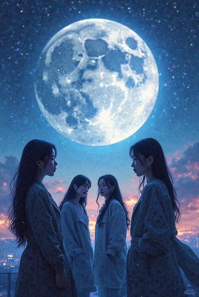 Two girls under the starry sky