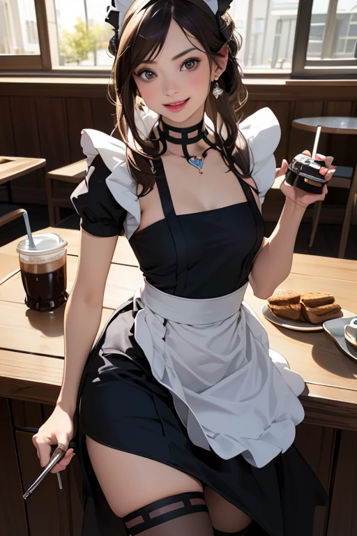 (((masterpiece, Highest quality, High resolution, 超High resolution, Perfect Pixel, Depth of written boundary, 4K, RTTX 10.0))), Beautiful Anime Women, Beautiful art style, Anime characters, ((Smooth texture, Realistic texture, Anime CG Style)), Exact finger count、Exact number of legs、(Exact number of arms:1.0, Exact number of hands:1.0), (Perfect hands, Perfect Anatomy), Cinematic, Realistic, Extremely detailed CG, Daytime lighting, Perfect lighting, Best Shadow, The best natural light, whole body, Perfect body, バランのとれたPerfect body, Perfectly balanced style, (Slender body:1.2), ((Long Hair, bangs, Reddish brown hair, Wavy hair)), ((One cute girl is standing, lifting her skirt and putting her hand in her panties, about to cum:1.8), (Put one hand in your panties:1.8), (fingering:1.8):1.3), ((Bow tie around neck, High heels:1.3), (Sexy and cute pink underwear:1.3), (Stylish shiny pink satin panties, Side-tie pink panties, Panties with a plain center and lace decoration on the sides:1.3), (Thin panties:1.3), (Blue T-shirt, Short skirt, White skirt, thin clothes:1.3), (garter belt, Knee socks:1.3):1.3), (Beautiful big boobs:1.1), ((Embarrassed expression:1.4), blush, (sexual pleasure expression, Pleasant expression:1.5), (The expression of someone who is holding in the toilet:1.4), (Look up, Mouth half open, Eyes half closed:1.2), Limit of patience:1.3), (amusement park, Inside the bustling park, Chair, table, Lots of people in the background々, Outdoor cafe:1.5), naked, In underwear, Waitress in underwear, (Frilly maid-like headband:1.2), whole body, Angle from the front