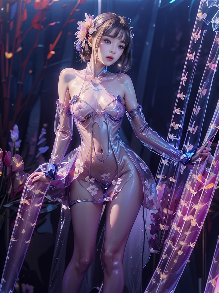 ( Masterpiece, White and vivid colors, (Exposed:1.2), (nipple:-0.9)(Acutance:0.9)), (((Renbutsu Misako|Misako Renbustu))), ((face variations)), { Navel | pretty Ass }, portrayed in the best quality and high resolution. The image should be ultra-detailed, realistic, and photorealistic with a touch of rawness. concept art. The color tone should be vibrant and vivid, enhancing the overall visual impact. (Whole Body proportions and all limbs are anatomically accurate), (Vivid Colorful light shines through the delicate stained glass). delicate limbs, Detail of sparkling oiled ivory skin, (short Bob, delicate wear), Whole Body proportions and all limbs are anatomically accurate .