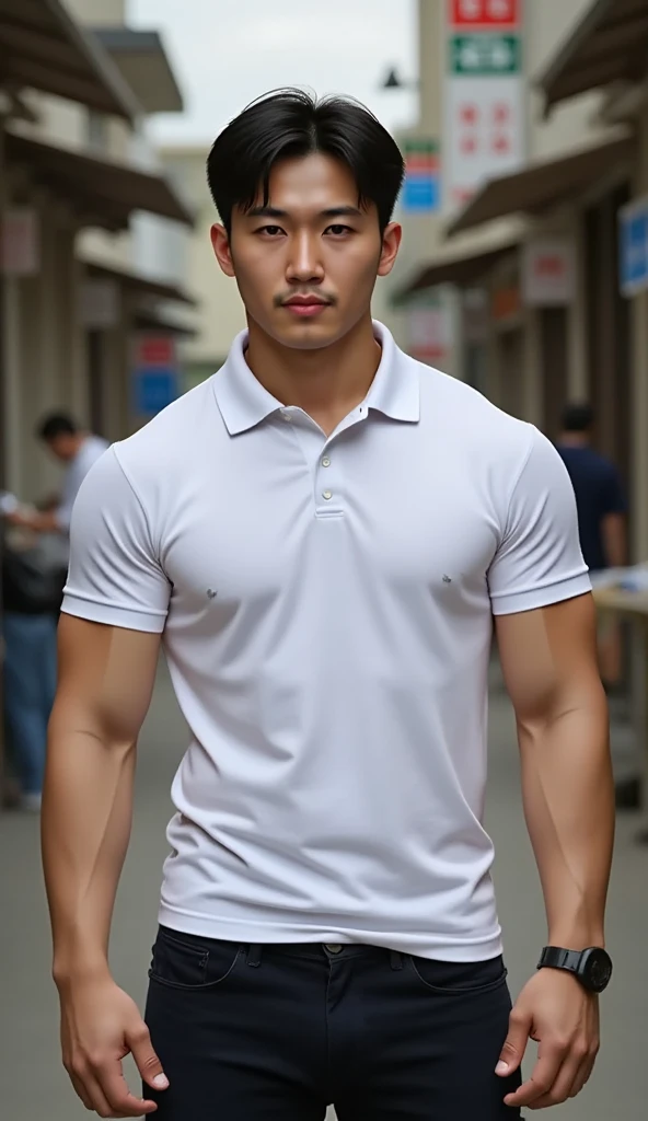a picture, a handsome, 8k full body portrait of a man, Move ki, disheveled long hair, musculature, Detailed muscular physique, a picture, (masterpiece, top-quality, top-quality, Official art), Large and dynamic movements, Make a high side kick, Photorealistic depiction,20yr old, Toned waist, long limbs, bare-legged, White Karate Uniform, White Hand Belt, White karate pants, Accurate depiction of details, Perfect skeleton, Look straight at your audience, sharp gaze