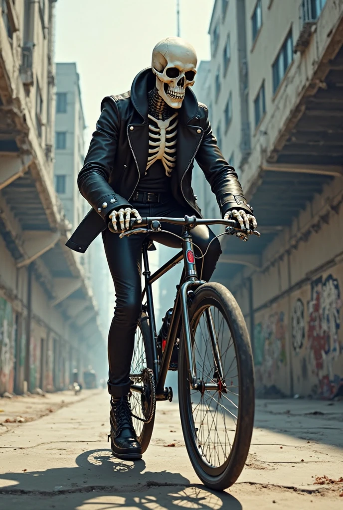 cartoon skull cyclist with balloons 