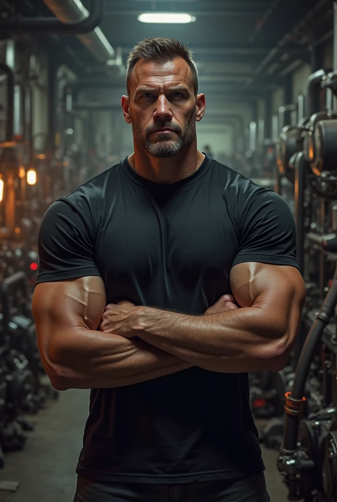 a half-naked bald Polish man standing in an abandoned building interior, porta-potty, dramatic chiaroscuro lighting, high contrast, moody, cinematic, (best quality,4k,8k,highres,masterpiece:1.2),ultra-detailed,(realistic,photorealistic,photo-realistic:1.37),HDR,UHD,studio lighting,ultra-fine painting,sharp focus,physically-based rendering,extreme detail description,professional,vivid colors,bokeh