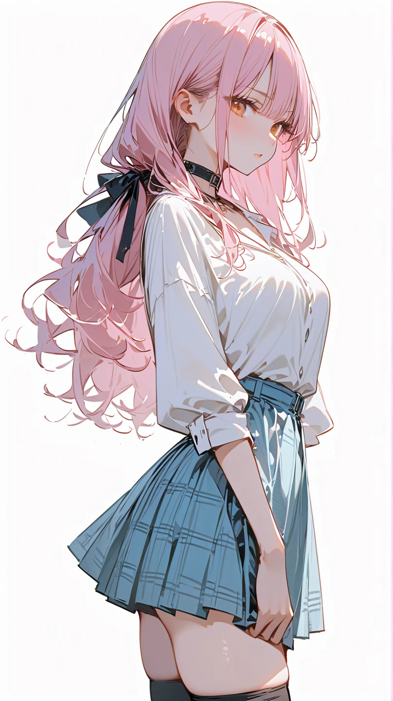 masterpiece:1.2,Best quality,Very detailed, Red eyes,Pink long hair,Green eyes,Standing