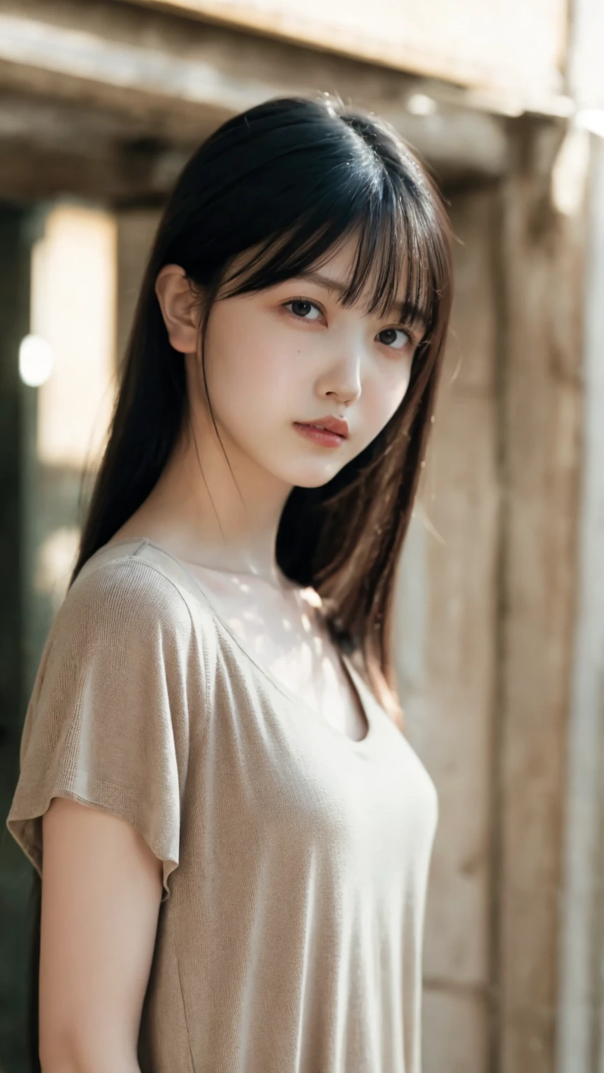 1 Girl, Solitary, Bangs, blush，Medium breasts，Looking at the audience，Light and shadow effects，shirt