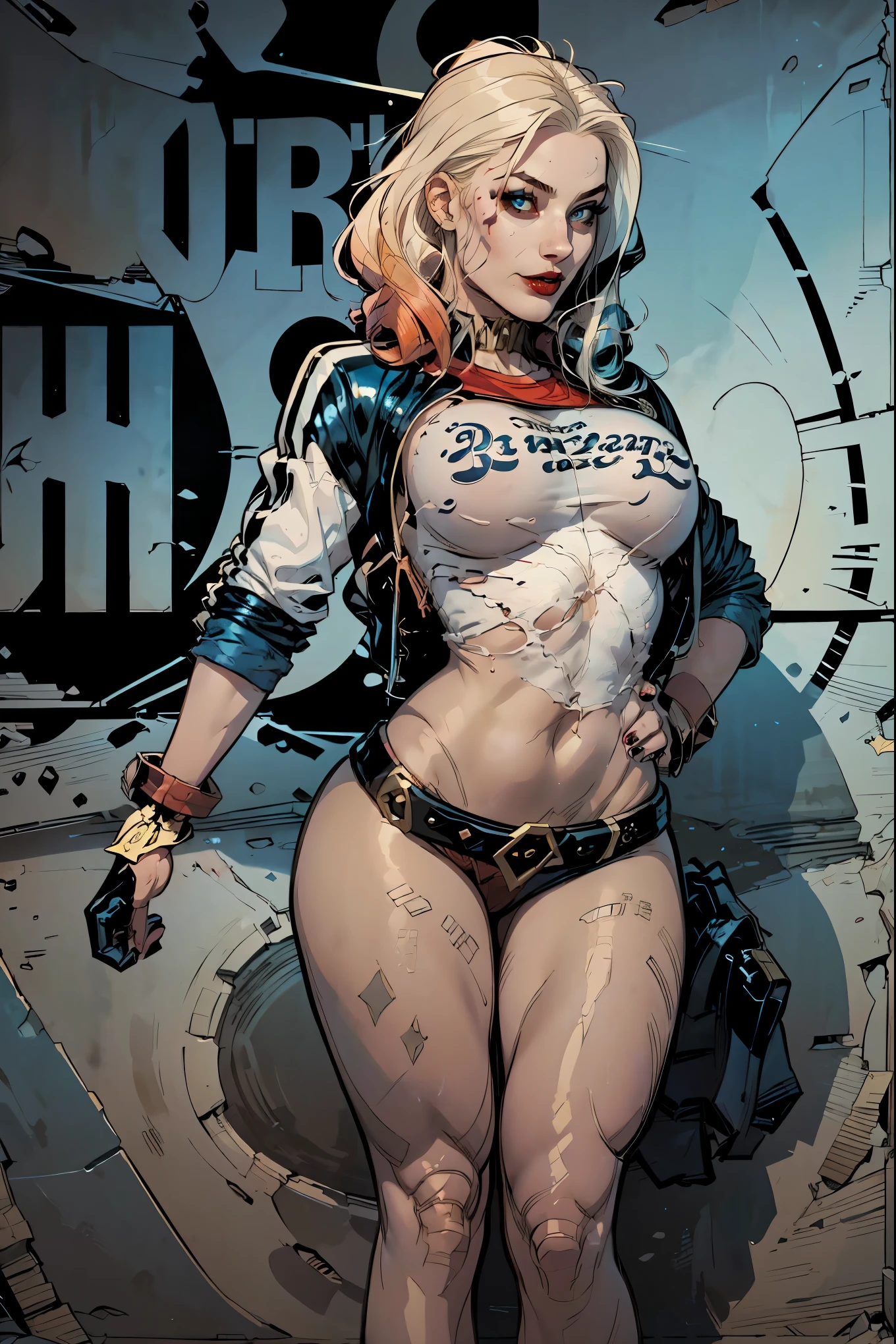 Beautiful girl, 20 years old, deep black hair, blue eyes, r3d4ndblu3. The most beautiful woman in the world. Comic style, Frank Cho, GJGJAA, full body shot