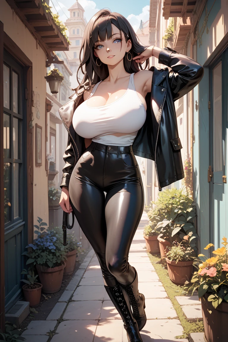 8k, masterpiece, RAW photo, best quality, photorealistic, extremely detailed CG unity 8k wallpaper, Depth of field, Cinematic Light, Lens Flare, Ray tracing, (extremely beautiful face, beautiful lips, beautiful eyes), intricate detail face, ((ultra detailed skin)) 1girl, deep shadow, pretty korean girl, kpop idol, 1 girl, (very slim slender fit-muscled body:1.3), ((looking at viewer)),(big smile:1.3), beautiful earings, bracelets, necklace, clear eyes, walking, (pale skin), (big eyes), face forward, (brown hairs), (full body shot), (looking at viewer:1.3) very slim, thick thighs, (((gigantic massive natural breasts))), A good-looking lady wearing suspenders and checkered mini skirt, serious facial expression, volumetric lighting, real life, highly detailed, photography, low contrast, lots of people in the background, riding a man