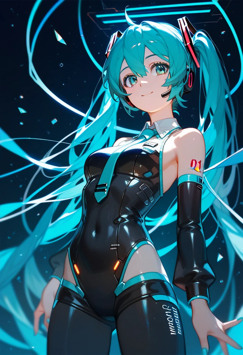 Anime, Girl, (((1girl))), (((Waifu, VOCALOID, Miku Hatsune Waifu))), , (((Blue Hair, Long Hair, Twintails Hair))), ((Blue Eyes eyes:1.3, Upturned Eyes: 1, Perfect Eyes, Beautiful Detailed Eyes, Gradient eyes: 1, Finely Detailed Beautiful Eyes: 1, Symmetrical Eyes: 1, Big Highlight On Eyes: 1.2, Hoshino Ai's Star Eyes)), (((Lustrous Skin: 1.5, Bright Skin: 1.5, Skin Fair, Shiny Skin, Very Shiny Skin, Shiny Body, Plastic Glitter Skin, Exaggerated Shiny Skin, Illuminated Skin))), (Detailed Body, (Detailed Face)), Full body Shot, Young, Idol Pose, (Best Quality), Shirt, Loose Skirt, Stockings, Garterbelt, School Uniform, Cute Uniform, Modest Clothing, Skin Covered, Cute Disposition, Full Body Shot, High Resolution, Sharp Focus, Ultra Detailed, Extremely Detailed, Extremely High Quality Artwork, (Realistic, Photorealistic: 1.37), 8k_Wallpaper, (Extremely Detailed CG 8k), (Very Fine 8K CG), ((Hyper Super Ultra Detailed Perfect Piece)), (((Flawlessmasterpiece))), Illustration, Vibrant Colors, (Intricate), High Contrast, Selective Lighting, Double Exposure, HDR (High Dynamic Range), Post-processing, Background Blur