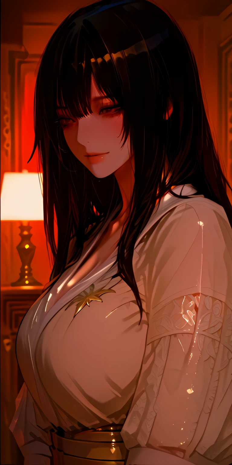 (masterpiece, best quality:1.2), (high resolution, 8K RAW photo, photo realistics, clear focus), (natural lighting, textile shading), pov, solo, face focus, 1 matured woman, 28 years old, (milf:1.5), raised sexy, New Year's visit, put your hand together, praying for happiness, closed eyes, smile, light Purple hair, medium long hair, hair over one eye, asymmetric hair, half updo hair, wavy hair, blue eyes, japanese clothes, kimono, at ZEN garden in Japanese temple, in front of torii gate, in spring,  depth of field, bokeh, dynamic angle, from side above, (correct anatomy, ideal ratio of body proportions), in a night, under starry sky, Minamoto no raikou,