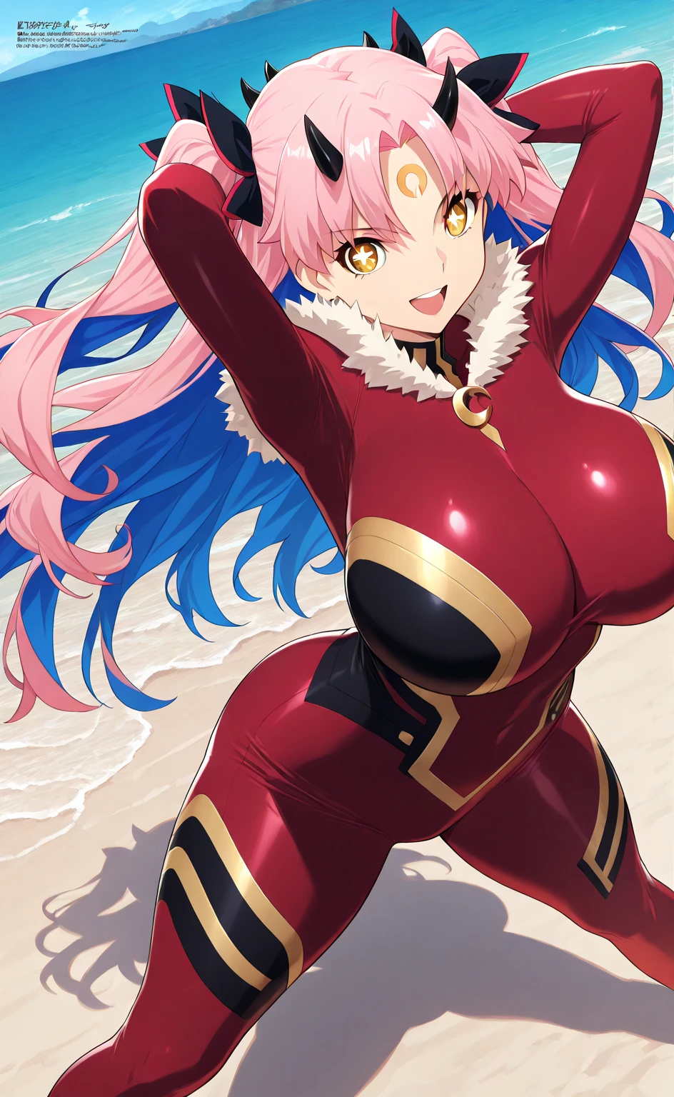 1girl hug a cat,masterpiece, best quality, very aesthetic, absurdres, 1girl, mature_lady,pink_bodysuit,covered_nipple,,yuzuriha_inori(guilty_crown), guilty_crown, 1girl, floating_hair, low_twintails, hair_ornament, linea_alba, long_hair, medium_breasts, pink_hair, red_eyes,,on the beach,surrounding by flowers,falling_petals, petals,,from above
