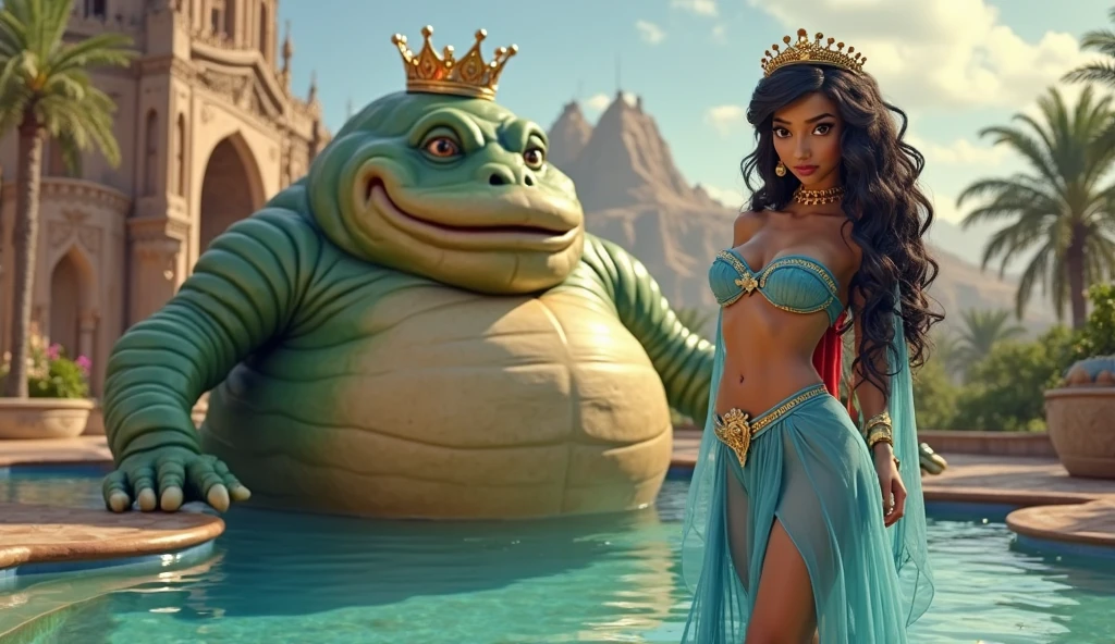 NSFW. (nude) (Jasmine, medium breasts, strip of pubic hair), triple penetration, vaginal, anal, oral, three orc men, on a deserted beach, shipwreck, (depth of field) (dramatic sunlight), ((best quality)), ((masterpiece)), (detailed)