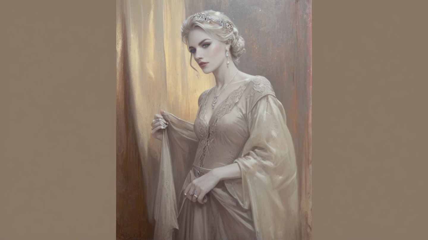 Purity, mature_female,Perfect facial proportions,Master Color,Oil Painting,milf