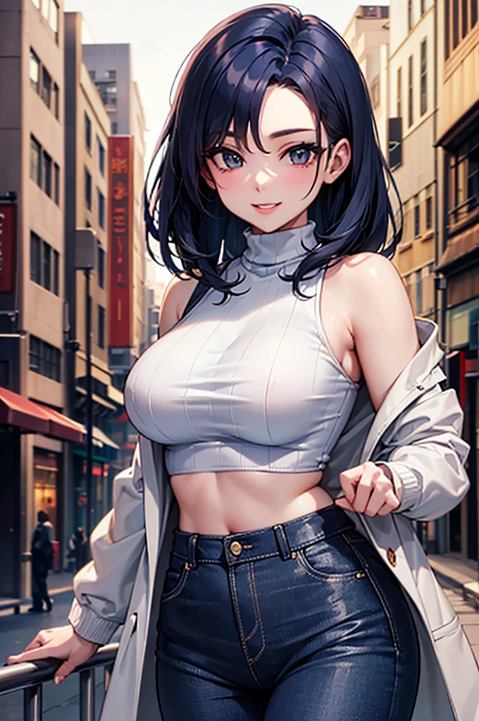 ((Highly detailed CG unit 8k wallpaper, masterpiece, high resolution, best quality)), 20-year-old black-haired woman, Hands in pockets pose:1.5, grunge fashion:1.2, wear a jacket:1.2, Skinny jeans, wearing sportshoes, Blurred background, rich and colorful, deserted alley, theater lighting, (High Angle, Fisheye shooting), Anime style, Simple lines, number,huge , Crazy breast swelling, Chest larger than shoulder blades, Big breasts and thin waist,(huge breasts:1.2),Hydrated skin((rogue))((非常huge乳房)),((Grooves reveal original skin))