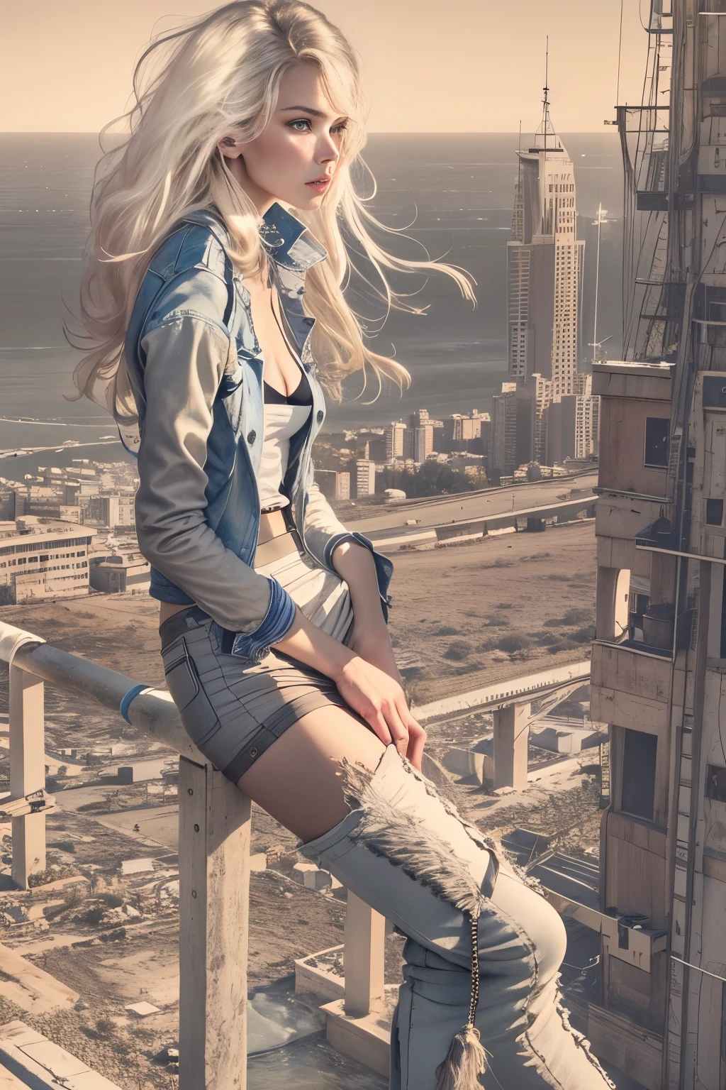 raw, Masterpiece, Ultra clear photo, best quality, ultra high resolution, beautiful 19 year old girl ....,Claudia Schiffer'face, very thin, large gap between legs, thin thighs, correct anatomy, очень детализированое face, expressive eyes, thin legs, {x} {x} {x} horosho protruding hands, the incredible world of science fiction , incredible spaceship , the lining is scorched by the scorching rays of stars , futuristic science fiction city , The planet Dune Arrakis , intimate services for foreigners, distant fantasy, futuristic future story, street, a busy part of the citadel,