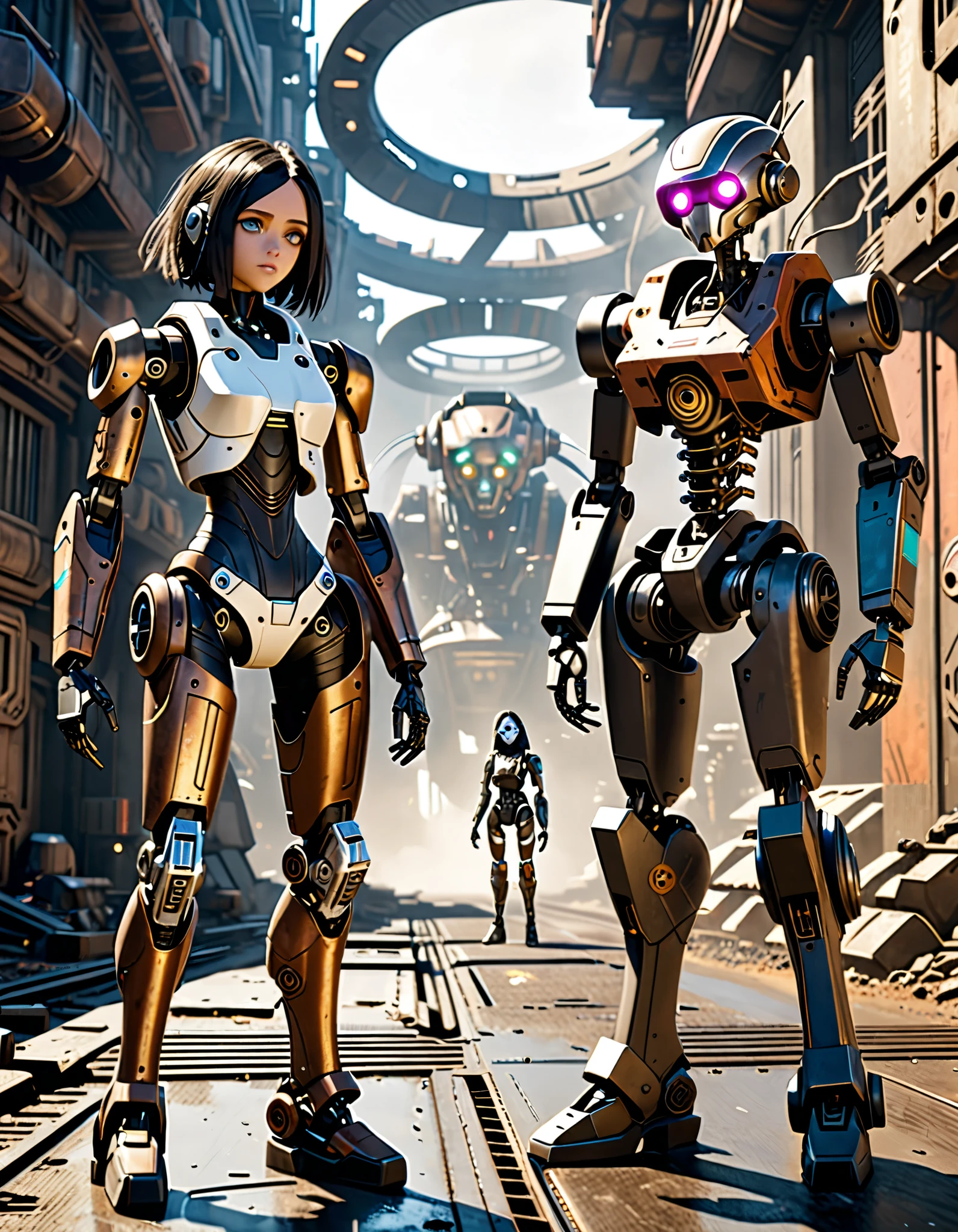 (low angle shot:1.5), (full body shot:1.2), cyberpunk style, 1girl, cybernatic body, semi-human,mechanical arm, wastelands, cinematic Hollywood film, highly detailed, masterpiece, octane render, 8k, photorealistic,