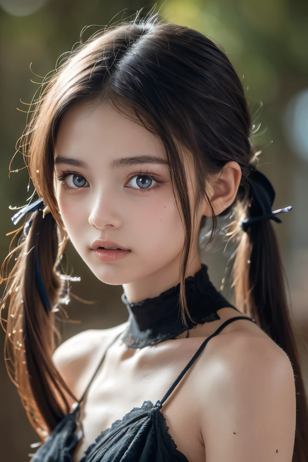8k images、 skin textures、 naked girl、Lori Girl 、twin tails、