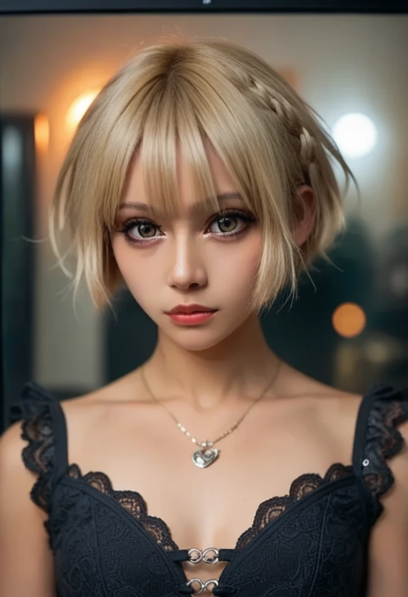 masterpiece, highest quality, 8k, 15 years, , RAW Photos, Award-winning portrait, Platinum Blonde Hair, smile, alone, Idol's face, Beauty, Very beautiful, cute, Japanese women,Female Idols, round and large eyes, Drop your eyes, Small nostrils, light makeup, Big round eyes, Tight waist, Delicate girl, Upper Body, Digital SLR, View Viewer, Frank, Sophisticated, like々Shii, Thin arms, Professional Lighting, (Detailed eyes and face:1.0), (Bokeh:1.1)