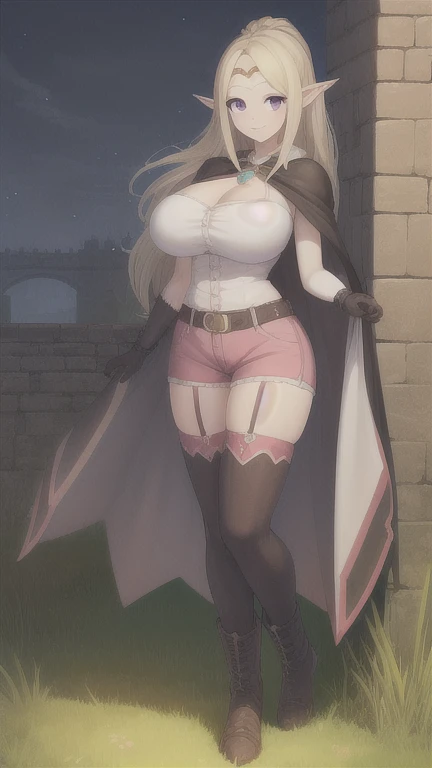 ,((see through)), extremely detailed,(((visible white thong))), red heels, (((Christmas))), (((standing))), ((Christmas)) ((winter forest)), (sexy costume),sexy mommy, 30 years old, show breasts, beautiful breasts,, masterpiece)) , cute body, Long velvet cape with white fur trimming, attached hood and white rope front tie. Red underwear, bra and string, white stockings , long straight purple hair, purple eyes