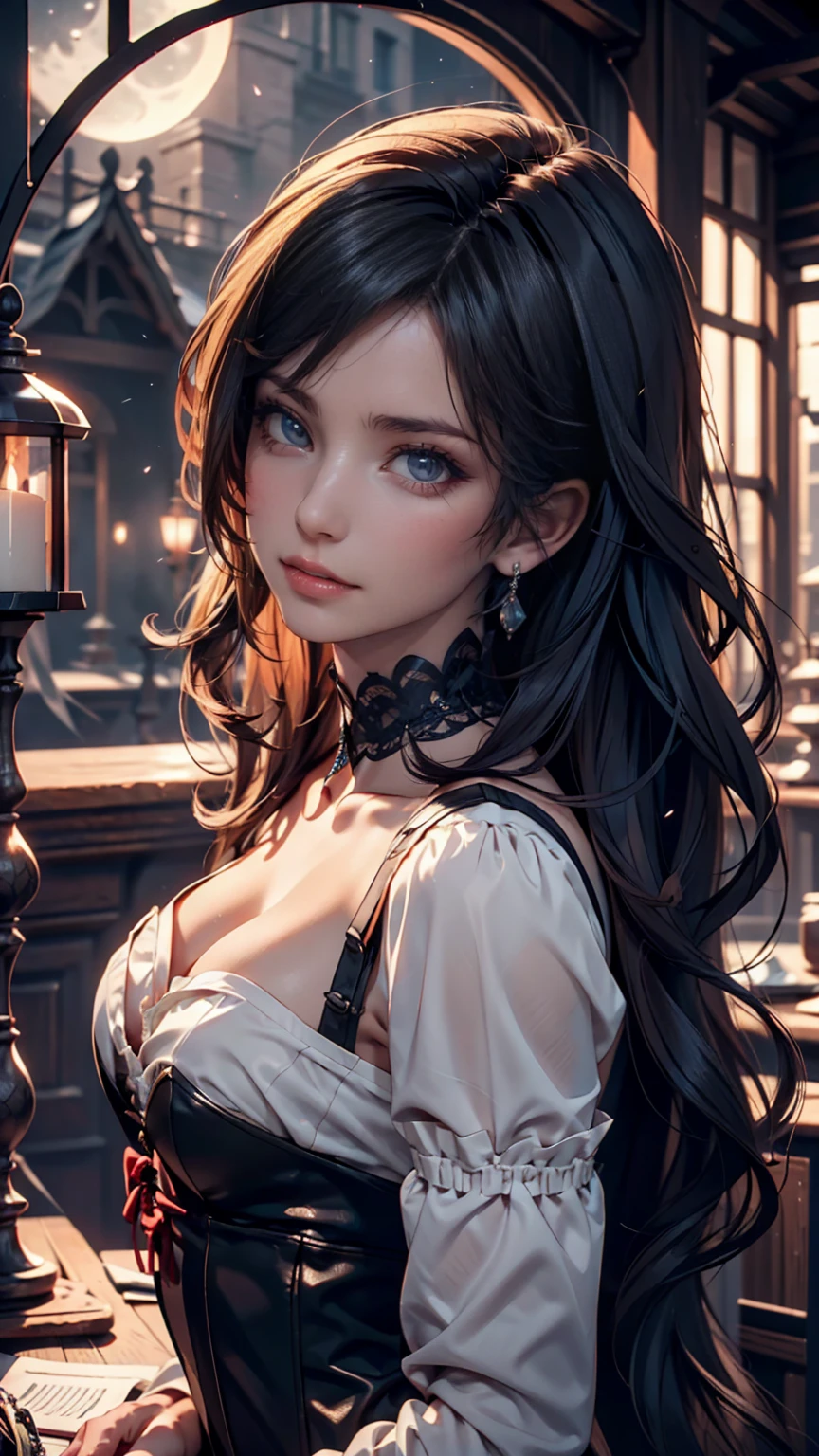 (front focus), (in the dark:1.6), Hyperrealist portrait of female by david hockney and alphonse mucha, fantasy art, photo realistic, dynamic lighting, artstation, poster, volumetric lighting, very detailed faces, 4 k, award winning, 1girl, in the dark, deep shadow, low key,  (official clothing:1.4), long hair, sapphire hair, smile, ultra detailed skin, wedding gown white