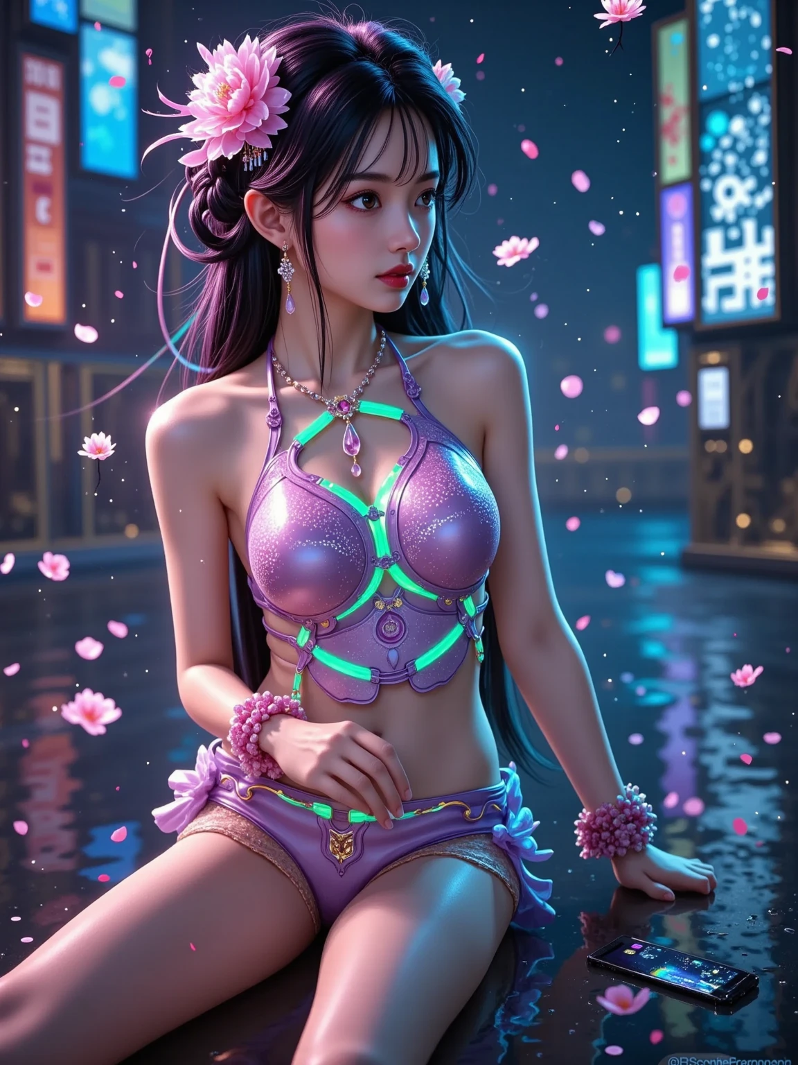AIBeauty、Dog holding prompt、constellation、Night Sky、starry sky zoo、Real Beauty、Bra Top、leggings、Show off your whole body、Spread your legs、Purple Hair