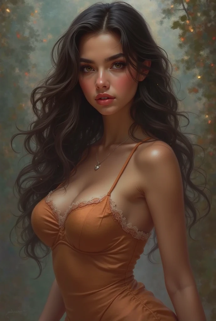 busty, Face Close, (hazel eyes), African-Latin style, curly hair, closed mouth, delicate big cheeks, Surrealism, 8k, super detail, masterpiece, best quality, (extremely detailed CG unity 8k wallpaper), (best quality), (best illustration), (best shadow), absurdres, realistic lighting, (Abyss), beautiful detailed glow, detailed face