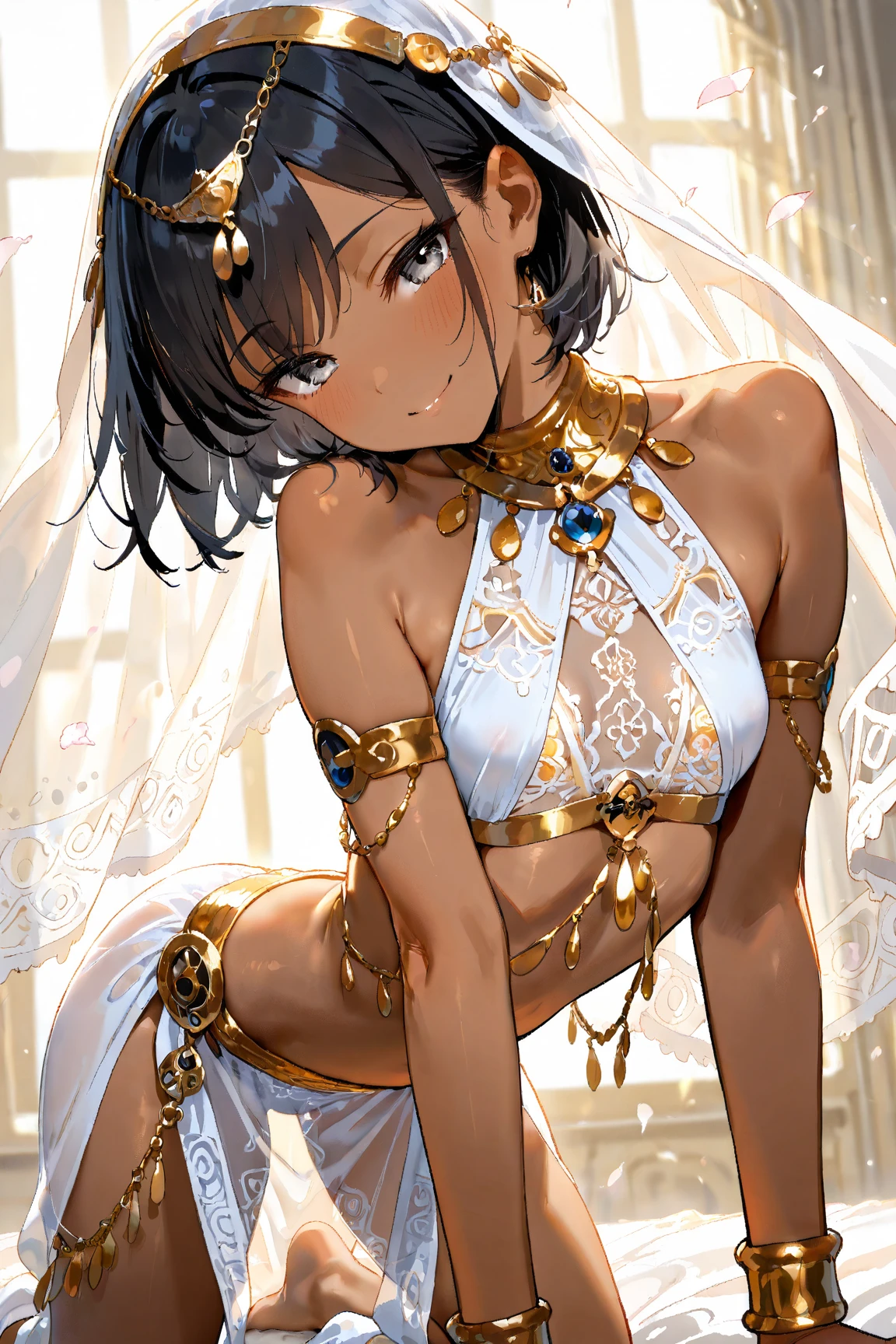 Izuku Midoriya in golden thong back view, Blush, High Resolution, Hair Ribbon, Parted Lips, From Behind, Maid Headdress,, Headphones, Backlighting, Best Quality, Masterpiece, anime, no breast ,no boobs, sissy body