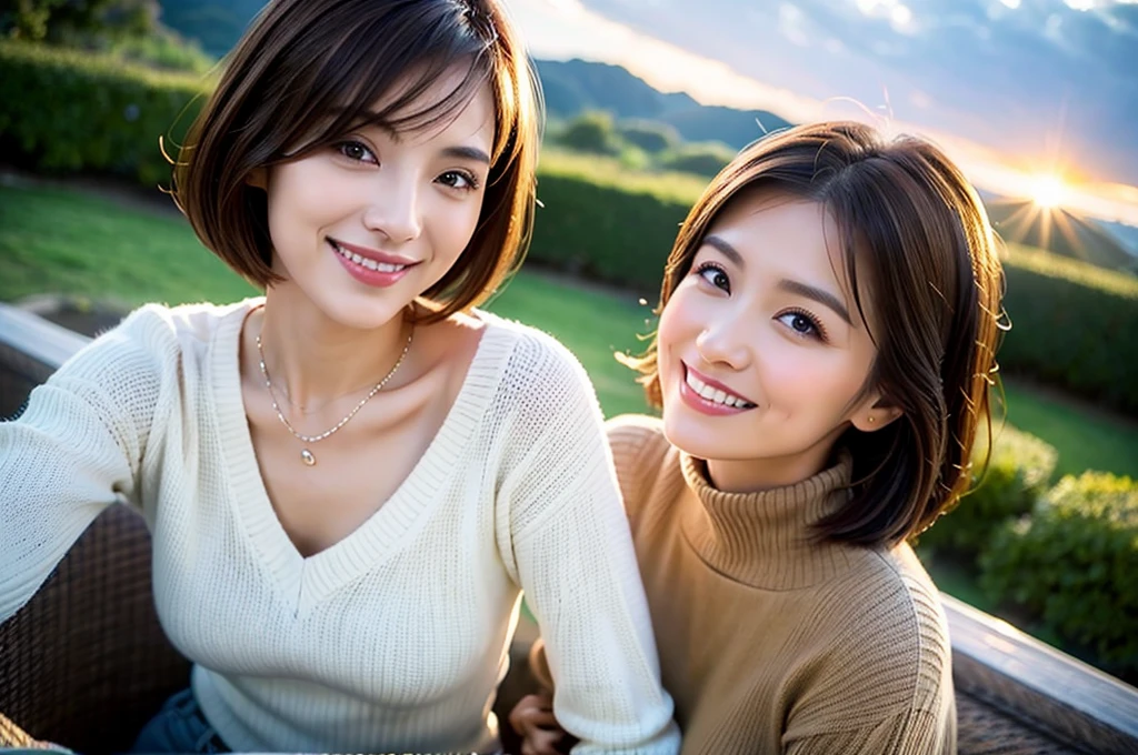 super high quality, Short Hair, Slender, (8k、RAW Photos、highest quality、masterpiece:1.2), Japanese Idol, Shaggy, (Realistic、Photorealistic:1.37), Mesh Hair, Golden Ratio, Raw photo, Cute face , Light Brown Hair, Small breasts, Blurred Background, Beautiful hairstyle, Spoiled, Her Room, Smile, Home Cafe, Cafe time in the room, Neat clothes, Cute girl's room, Relaxation in the room, T-Shirts, 18-year-old,