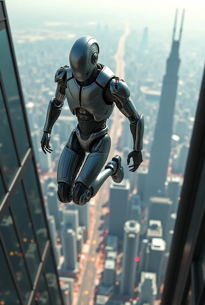 Silver surfer flying through Manhattan NY