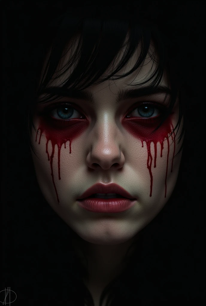 a portrait of vampire with a bloody tear coming down from he eye, an exotic beautiful female vampire, dynamic hair color, dynamic hair style, ultra detailed face, best detailed face, dynamic eye color, ((1single red teardrop, teardrop made of blood coming down from the eye: 1.3)), Ultra-high resolution, High Contrast, (masterpiece:1.5), highest quality, Best aesthetics), 16K fantasy art, best details, best quality, highres, (ultra wide angle: 1.2), 16k, [ultra detailed], masterpiece, best quality, (extremely detailed), dark novel, crying style