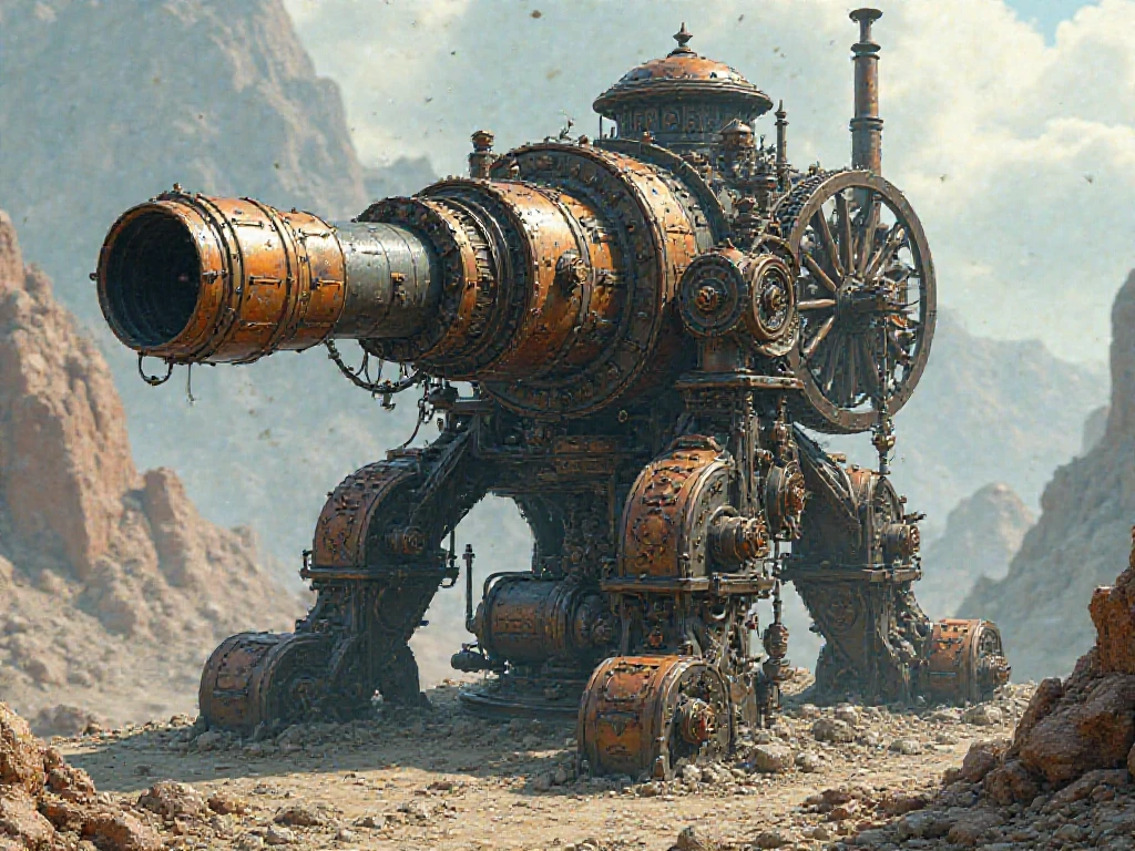 A woman in a bikini posing on a steam punk tank. She is laying on the tank or leaning on the tank with her butt to the viewer. Sexy poses. glamour photography. Set on beach