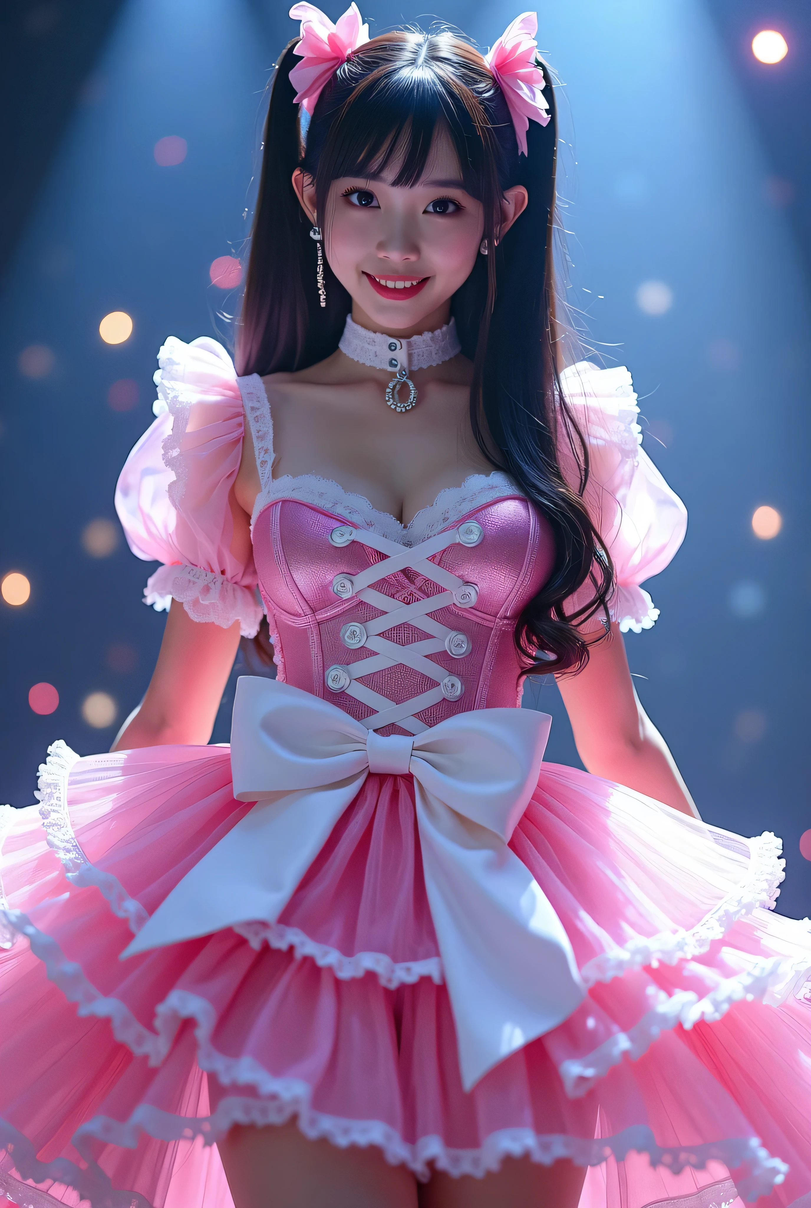 A close up of a woman in a pink dress with a bow - SeaArt AI