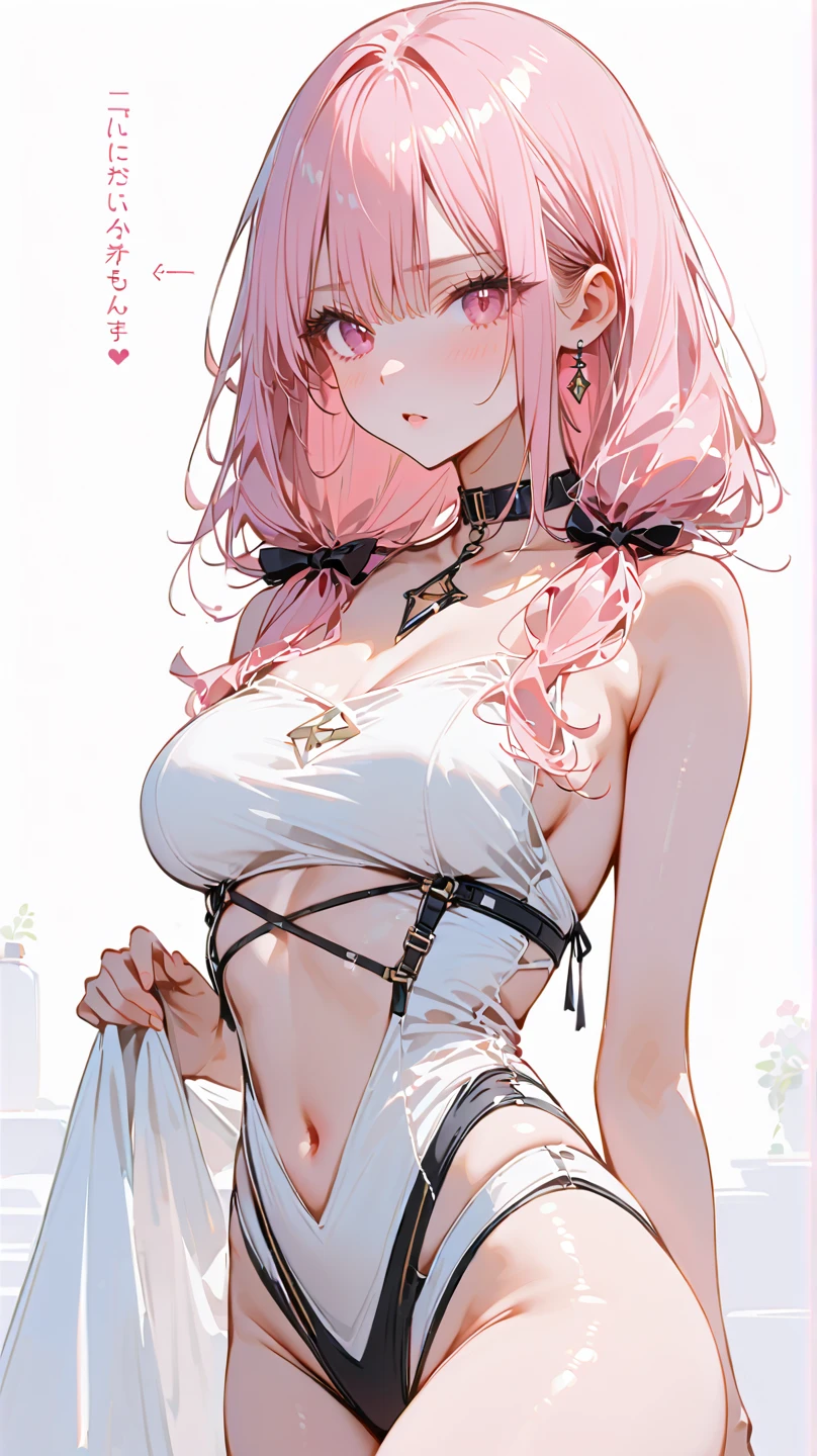 ((Masterpiece, Ultra Quality, High Resolution, Ultra High Definition 8K Quality)), One girl, beautifully detailed and perfect face, perfect and incomparable beauty body, curvy body, but slender body, beautiful perfect eyes, very long eyelashes, bright beautiful young face, shiny white skin, skin of the best beauty, shiny pink lips, (((the most beautiful bright light pink hair in the world, fine hair))), (((long hairstyle))), shiny beautiful bangs, shiny clear big blue eyes, very beautiful and lovely 17 years old The most beautiful girl in the world, (((big ample breasts))), (((beautiful smile))), sexually aroused expression, (((beautiful smile))), sexually aroused expression, (((beautiful smile))). sexually aroused expression, ((image from knees up)), (((sexy see-through dress))), (((Cute flower hair ornament, Cutely designed, earrings, necklaces, bracelets and rings))), (((Beautiful skin that appears clear and translucent))), ((beautiful smile)), (((Scene: Lingerie fashion show)))