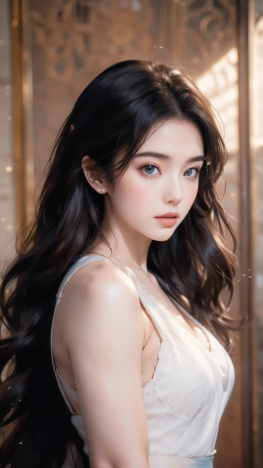 full body masterpiece, ultra realistic, 16k, high quality, incredibly detailed, dream aesthetic, dream atmosphere, cinematic, (sharp focus : 1.5), (photorealistic : 1.3), gothic (Gorgeous gothic girl), female beauty, defined jaw, square face, wonderful gothic girl (enchanting seductress), cinematic, detailed, 16k sharp focus, realistic. wonderful. Seductive (evil). black hair (realistic texture), highlighted, silky and shiny hair, detailed hair (realistic), (natural). wonderful detailed face (enchanting seductress). blushed cheekbones (rosy cheeks), tanned skin, (white skin) alabaster skin that seems to glow ethereally. Her attire is gothic. Voluptuous shape. turquoise blue eyes (evil eyes look). a symmetrical face ::2 gothic clothes + ArtStation Trends + fantasy art + realistic cloth + fractals in the background, loose hair --aspect 9:21 – enhance your unearthly beauty. realistic skin texture, pale white skin illuminated. realistic perfect shading. absurd, realistic textures. alone, alone, 1 girl. Looking at the viewer. muscular female body, hot body, toned body, defined muscles. big natural breasts, cleavage. pantyhose, gothic (black) dress (realistic texture). In different sex positions at different angles. Bedroom background. incredibly real, best quality, photorealistic.