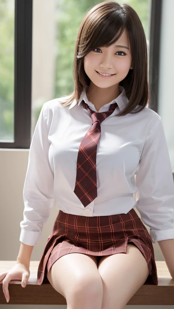 (((1 girl))), masterpiece, (photorealistic:1.4, realistic, real), best quality, happy, smiling, perfect face, high resolution, ((korean cute girl 18 years old, medium breasts)), (sailor uniform, seifuku, white panties), (sitting in classroom, open spreading legs), (wave long hair), (thin waist), upper body, Sharp Focus, face lights, Dynamic lighting, Cinematic lighting, Detailed face, Bokeh background, (Dark red bow tie:1.3)