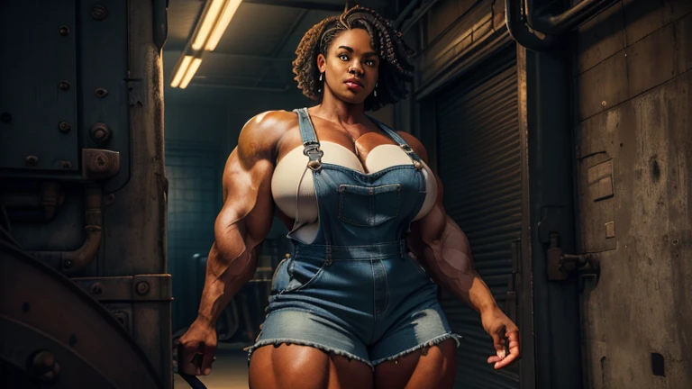 1girl, solo, Dark skin, giantess, ((strongfat)), ssbbw, obese, strong arms, white hair, blue eyes, mawashi, tall, looming over viewer, (gentle smile), gigantic, insanely large belly, sweaty, subtle blush, workout, middle aged woman, (bare arms), lifting weights, ((massive biceps)), wide, viewer looking up, ((sumo wrestler))