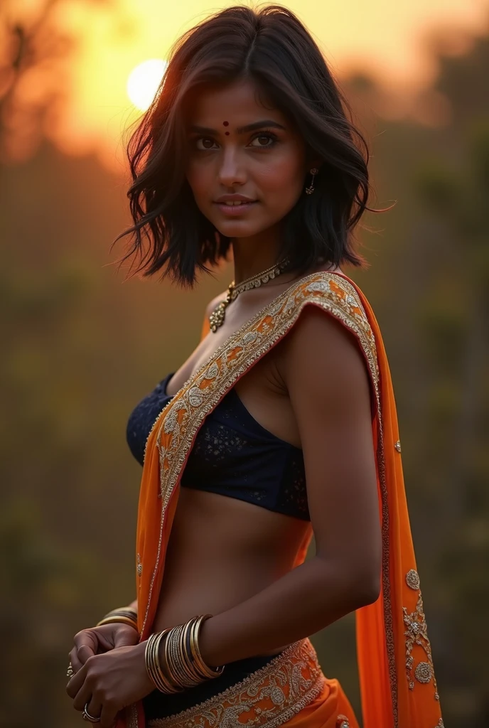 Beautiful naked 16 year old Indian girl with small breasts smiling at viewer