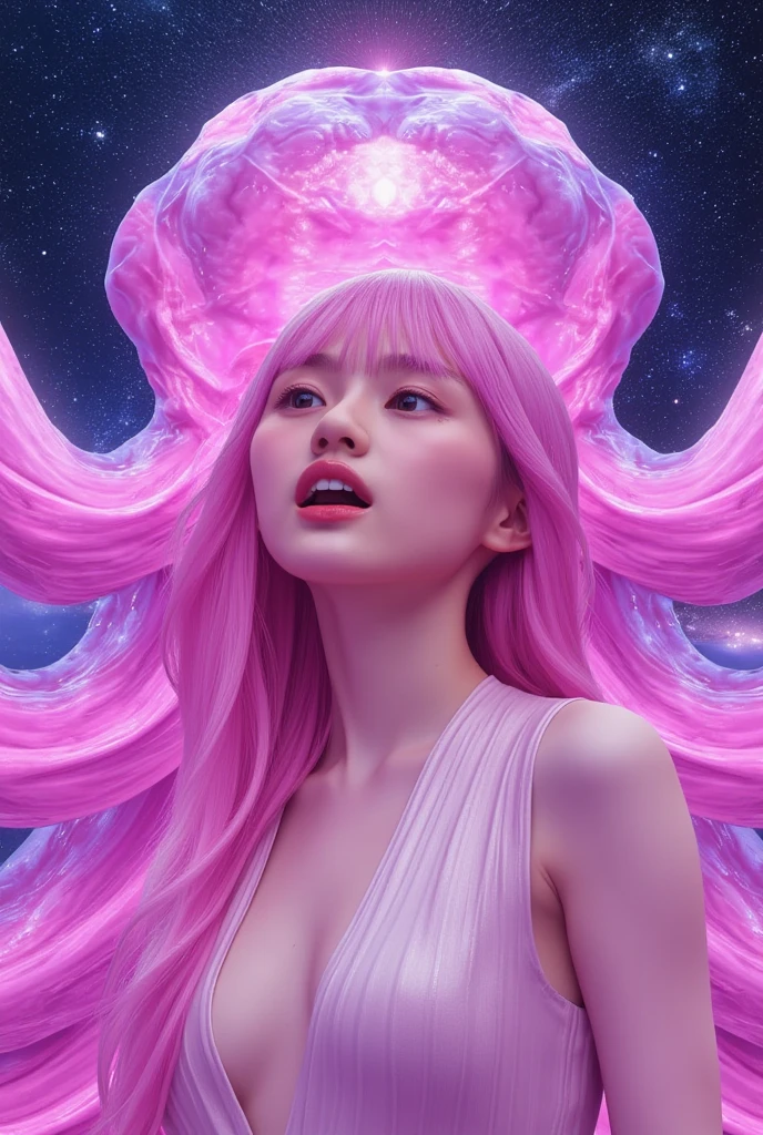 1girll, Star Mage, Pink hair Maria Chiquinha, Space comets,