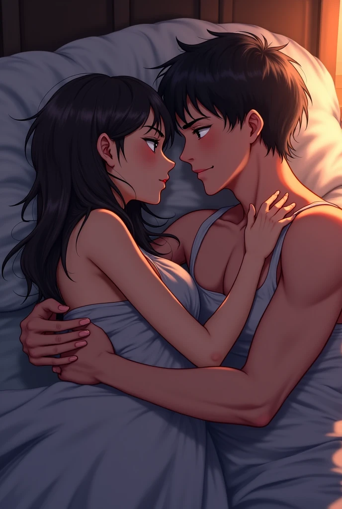 On the bed、Our sweaty bodies intertwined、A 17-year-old high school girl and a 20-year-old man were catching their breath.。The sheets were messed up by their movements.、Their body heat keeps me warm。The high school girl's white skin became hot and red.、Her small breasts swayed up and down due to the intense movements.、Quietly going up and down。A high school girl's small hand is placed on a man's chest、I could feel the warmth。Her body is supple and beautiful、The muscles he has developed through martial arts are clearly visible.。Especially the abdominal muscles、The six-part shape is clearly visible.