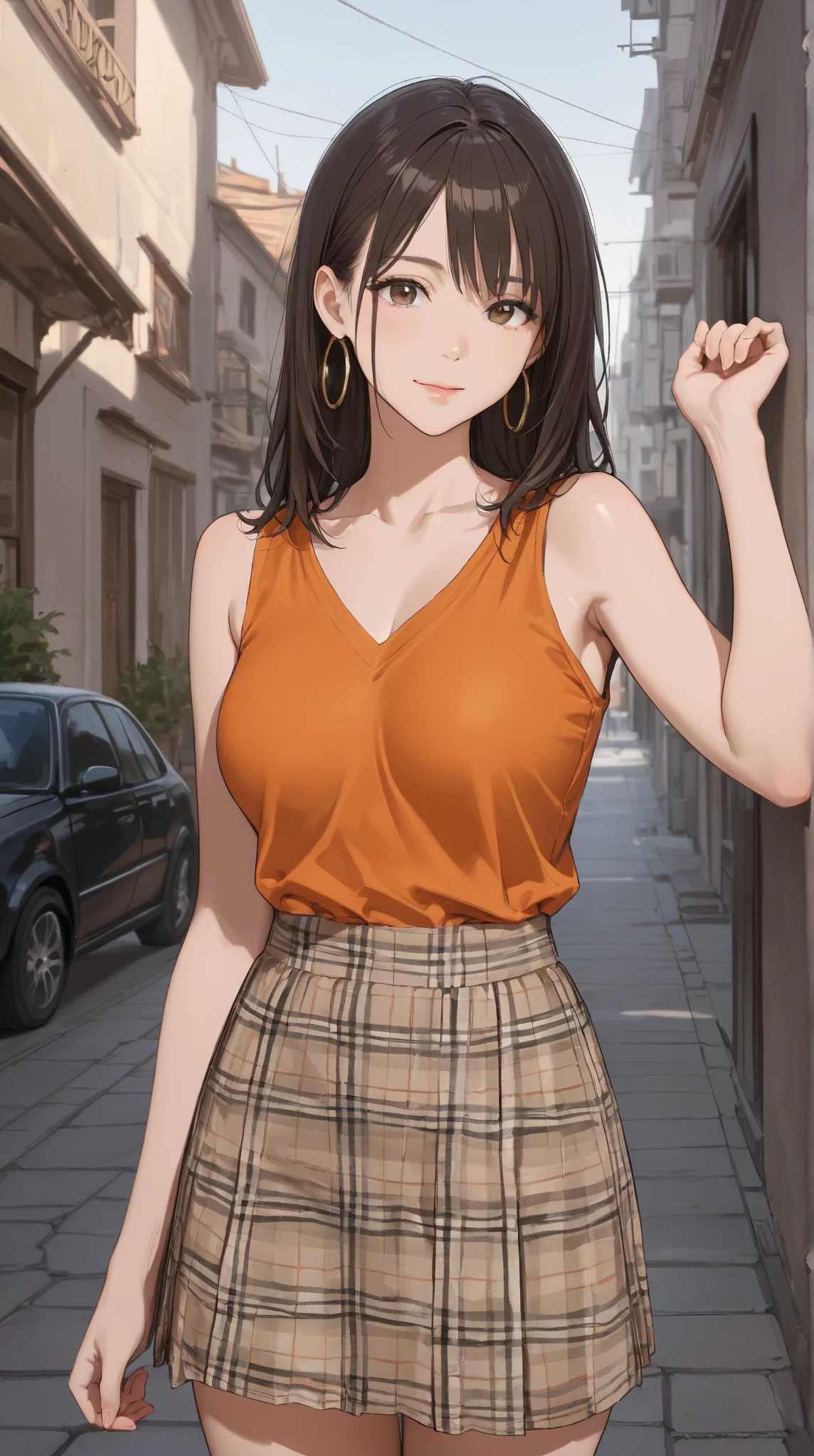 (nsfw), (uncensored), (1girl) , young female in her twenties, Indian, brown skin, kkw-Indian,
(Yellow eyes Deep Set Eye Shape ), Microbladed eyebrows, (Balayage Short with side braid hairstyle),
short,(Balanced body), [natural], (modest breasts) ,
(wearing Imperceptible detail Neon orange Sequined bralette and metallic pleated skirt), with underneath (Exquisite hot pink venus bikini:0.5),<lora:ClothingAdjuster3:-0.75>, , square earrings ,
(solo focus), looking at viewer,shirt,standing, naked shirt, shirt tug <lora:shirt_tug:1>,
(masterpiece, top quality, best quality, official art, beautiful and aesthetic),extreme detailed eyes, colorful, highest detailed, vibrant colors, high contrast,<lora:uv:0.65>,<lora:1epi_noiseoffset2:0.8>,<lora:tangbohu-detailmaker_v2:0.33>,<lora:BG+LGHT:0.2>,
background A bustling, modern airport terminal at Midnight hour,
<lora:nomura_ryouji_v1:0.8>