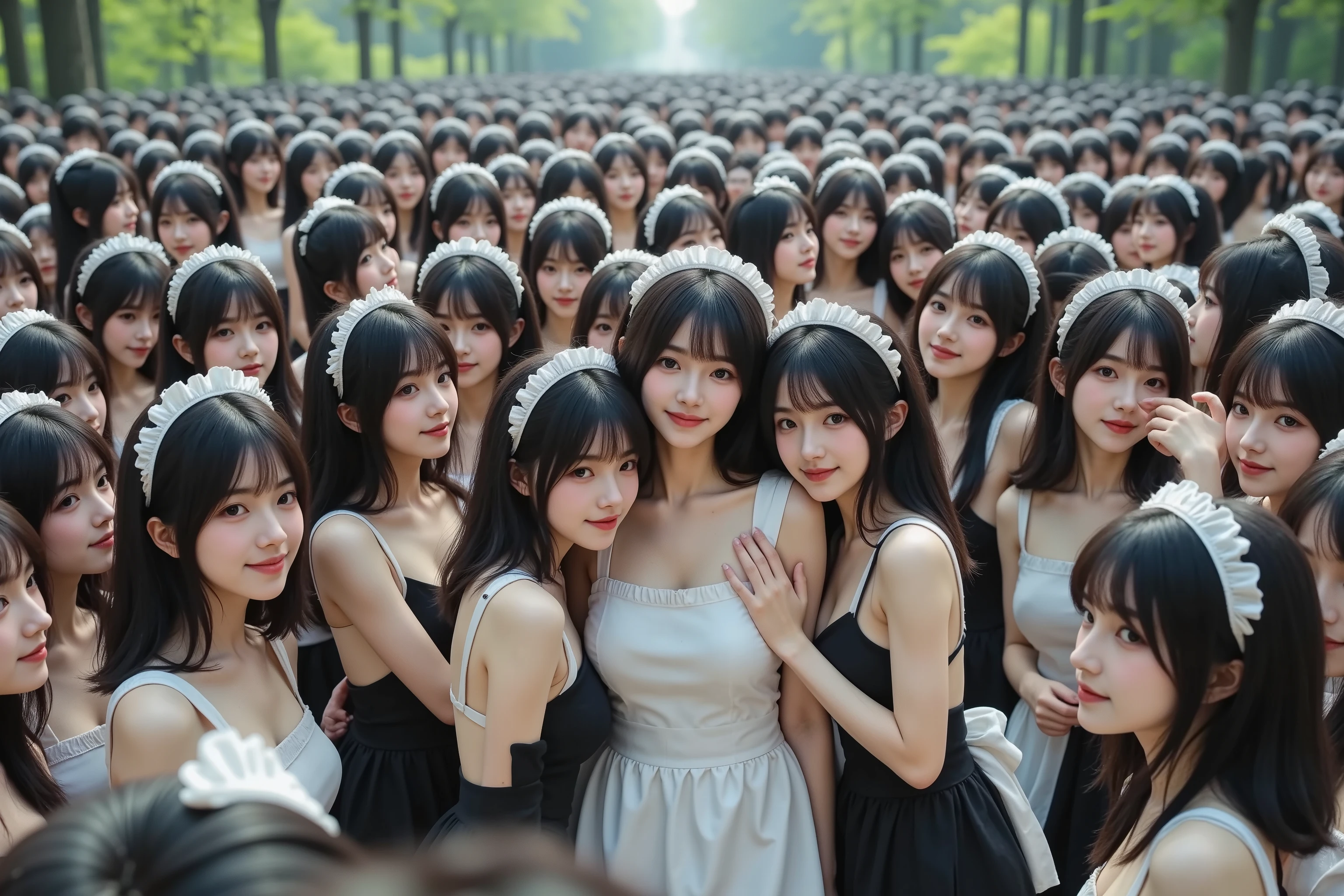 (((Myself = Japanese Beautiful Super Clones multiply girls 容姿が完全正確に一致))), (((((Myself OnlyのSuper Clones multiply girlsが大群衆で蠢く描写, many of us are clones of girls who dote on each other, hug and flirt with each other super dense lesbian super passionate sexplay kissing lick their cheeks many of us are clones of girls unbearably like dense erotica))))), (Super Best masterpiece, Raw Photography Art, 16k, best image quality, ultra high resolution), ((Xiaoyan, black hair, semi-long hair, gravure idol, very cute smile, 27yo)), ((very beautiful, detailed and accurate female body movements super super big breasts cleavage emphasis)), (((classic western maid costume that matches all looks))), ((Western architecture palace vast green garden secret garden worldview)), (Very detailed and accurate1point perspective drawing super wide angle field of view super wide top view super wide top view I don't need a subject right in the middle), (((((All Super Clones multiply girls love love love))))), (((The highest degree of perfection of the work)))