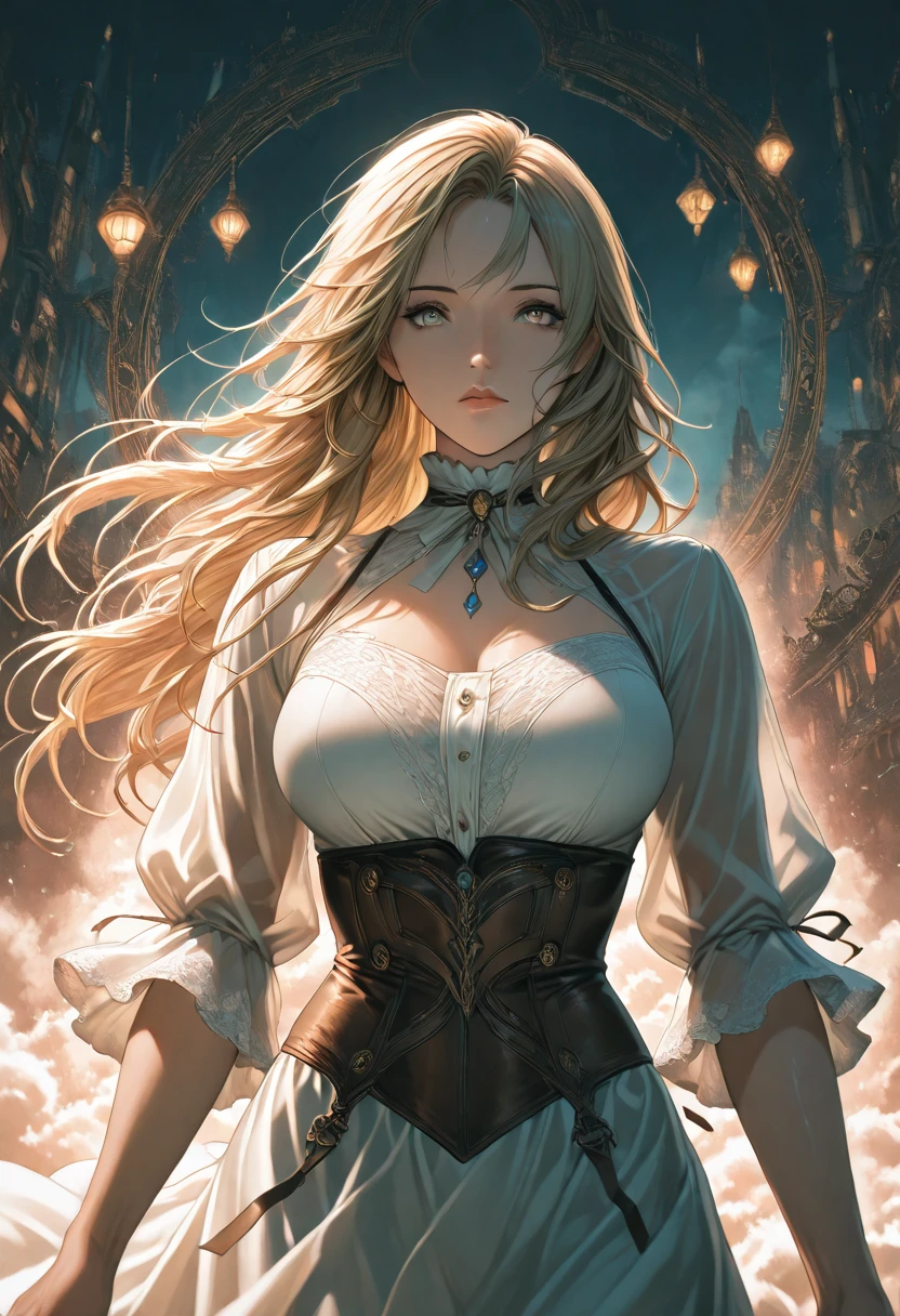 masterpiece of intricate artwork,
High resolution of the highest quality,
Detailed eye expressions,blond hairbl,
sorceress woman, pretty, cas, Charming,
concept-art,
Various colors,