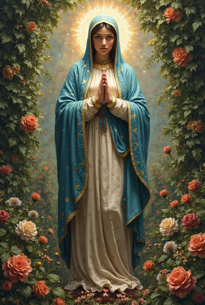 (Cinematic photo of a beautiful and (((VIRGIN MARY OF GUADALUPE, FULL BODY, . Art by: JOAQUIN SOROLLA, THE GRECO, WILLIAM ADOLPHE BOUGUEREAU))) in full Colors. full body. Hello poster, Noah Bradley, Luis Royo, Tuomas Korpi, Neil Blevins, screen print, pastel colors, cinematic, elegant, intricate, 8k, trending on artstation, concept art, sharp focus, illustration, hyper), (Beautifully Color Graded), Unparalleled Quality,, Hard Surface Modeling), American Tonalist, Expression of Determination, (Iridescent), CANON-Eos-C300-ƒ4-15mm, Colorful, Surrealist Surprise), Infrared Unseen, (Impressionist Oil Art), Victorian Elegance, Elegant Perfectionism), Beautiful, Post-processing, Photographed by a Nikon Z7 II Camera