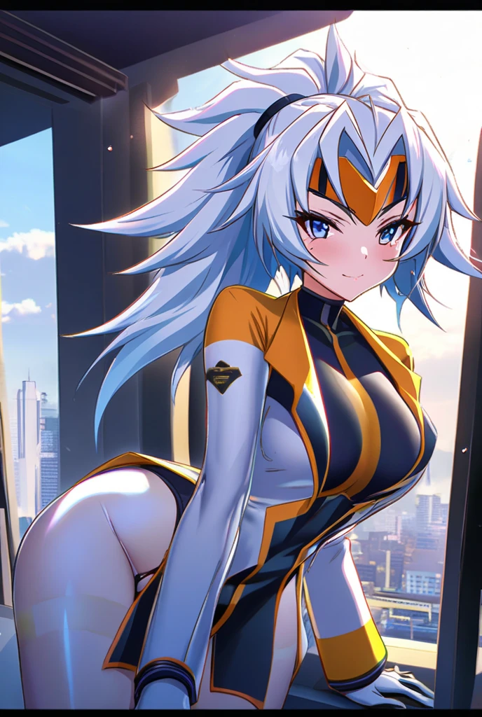 Nejire, 1girl, solo, long hair, blue eyes, blue hair, bangs, looking at viewer, drill hair, twin drills, bodysuit, hair horns, breasts, smile, very long hair, open mouth, large breasts, :d, light blue hair, gloves, blush, superhero, cowboy shot, cowboy shot, collarbone, blue bodysuit, skin tight, green bodysuit, standing, hourglass body, wide hips, sitting, looking back, from behind, ass focus, cameltoe, outdoors, night, sky, clouds, moon, city, nsfw, big ass,
<lora:Nejire_Hero:0.8>