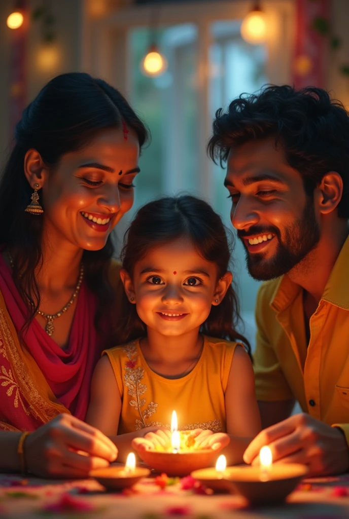 A Hindu family wife and husband with two children's celebrating baby girl 1st birthday with her brother aged