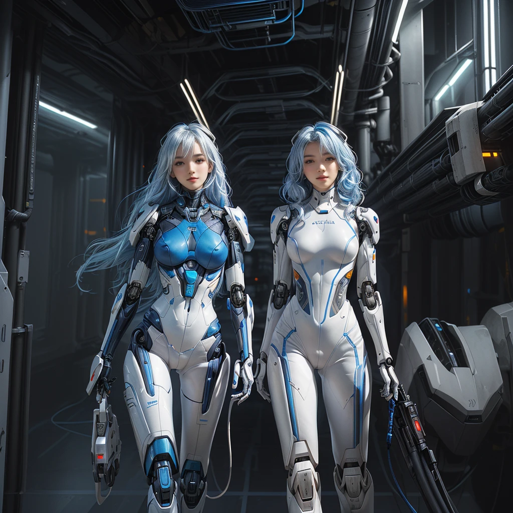 (((Masterpiece)))), (((highest quality)))), ((Ultra detailed)), (Highly detailed CG illustrations), ((Very delicate and beautiful)), (Cinematic light), (1girl)), (Solo), (Upper Body), (Character Focus), (Absurdity), (High Contrast), (Extreme Detail), (Colorful), (Supreme Detail), (Science Fiction), (Nanosuit), ( High ponytail), (light blue hair), (yellow eyes), (knee boots), (inside the spaceship