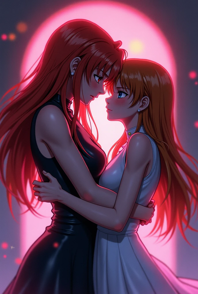 <lora:nanoha-strikers-nano-x-fate:0.7>
2girls, (kiss:1.4), city, cityscape, skyscraper,
AND takamachi nanoha, 1girl, side ponytail, hair tie, white tank top,
AND fate testarossa, 1girl, long hair, black tank top, blush, closed eyes,