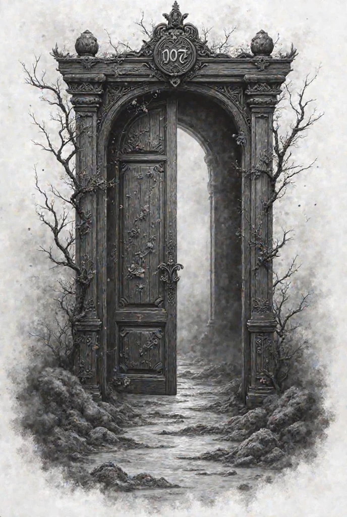 Design a tattoo of a door with the number 107
