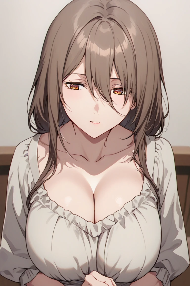 1girl, alone, miyako saitou, simple white background, (white_jacket), (red_dress), (deep_neckline), long_sleeves, jewelry, collarbone, earrings, open_clothes, pink eyes, light brown hair, eyebrows_visible_through_hair, bangs, 1 girl, 20 years old, Young woman, Beautiful finger, Beautiful long legs, Beautiful body, Beautiful nose, Beautiful character design, perfect eyes, perfect face, expressive eyes, perfect balance, looking at viewer, (focusing on his face), mouth closed, (innocent_big_eyes:1.0), Light_Smile, official art, extremely detailed CG unity 8k wallpaper, perfect lighting, colorful, bright front lighting, shiny skin, (masterpiece: 1.0), (best_quality: 1.0), ultra-high resolution, 4K, ultra-detailed, photography, 8K, HDR, high resolution, absurdities:1.2, Kodak portra 400, film grain, blurred background, bokeh:1.2, lens flare, (vibrant_color:1.2), professional photography, (Beautiful, big_breasts: 1.4), (beautiful_face: 1.5), (narrow_waist), wide hips, medium thighs, full body excellent anatomy, excellent hands