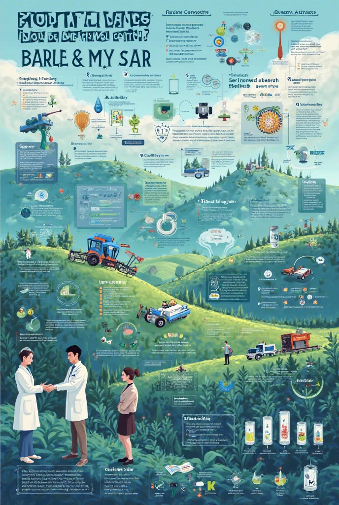 Design a vibrant and enchanting poster in -inspired art style with the theme 'Science, Technology, and Innovation: Partners for a Stable, Comfortable, and Secure Future.' turbines, solar panels, and a smart city with eco-friendly buildings. Show scientists and engineers working together, with diverse individuals using technology, like tablets or robots. Include elements like plants, trees, and clean water to symbolize environmental sustainability. Make the scene look hopeful and forward-looking, with bright colors and a clear blue sky, conveying a sense of progress and innovation leading to a better, greener future."