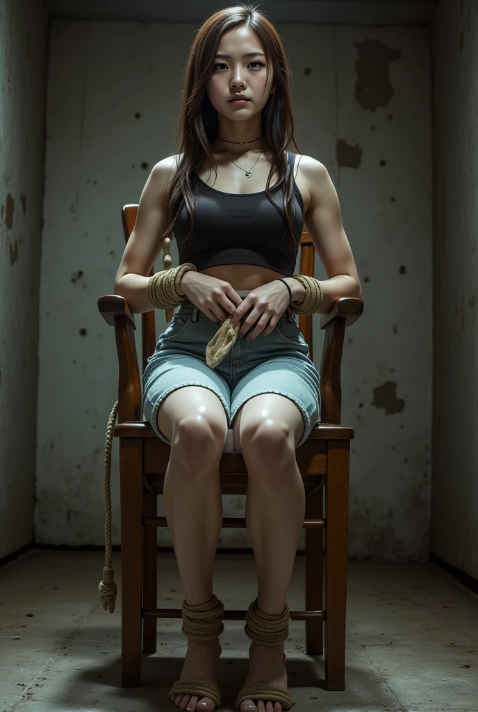, Japanese, naked, gay, boy, whole body, penis, DARKNESS, chain, FOOT, hooray, DOUBLE both hands raised, SIDE view